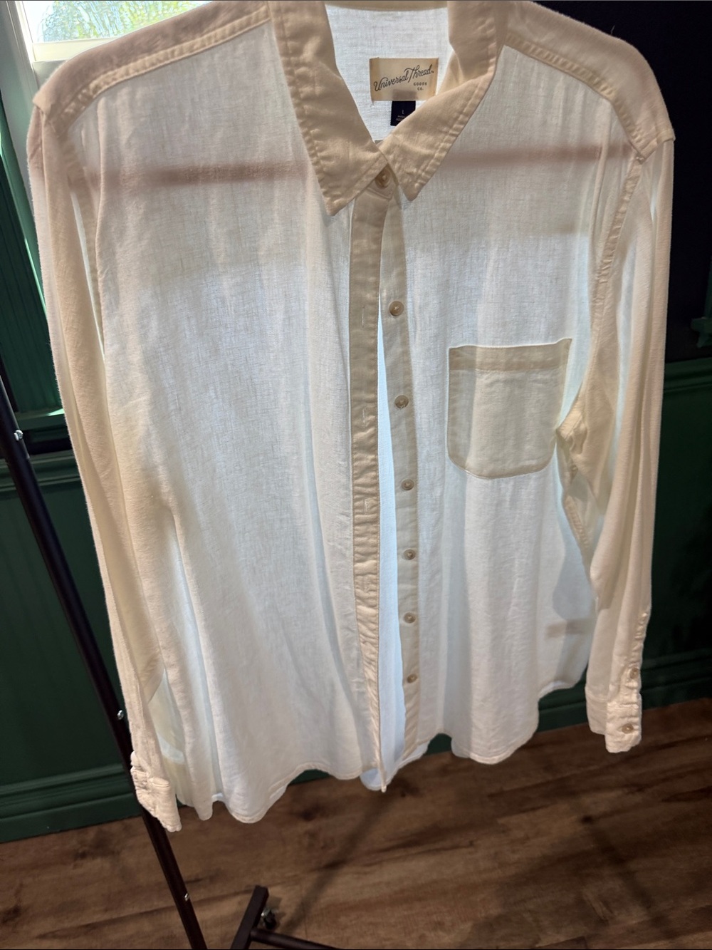 Universal Thread Cream Lightweight Button-Down Shirt